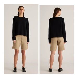 NEW Quince Women's Organic Stretch Cotton Chino Bermuda Shorts In Light Khaki 16